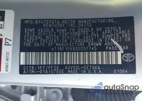 4T1BF1FK6DU257745